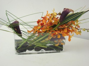 Vanda Orchids and Eggplant Mini Calla Lilies - By Starbright