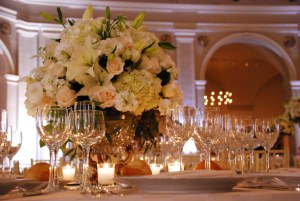 Not all the centerpieces at the reception were tall...