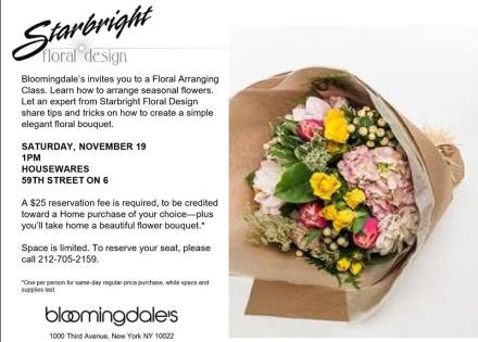 Meet us at Bloomingdale's for a fantastic flower arranging adventure!